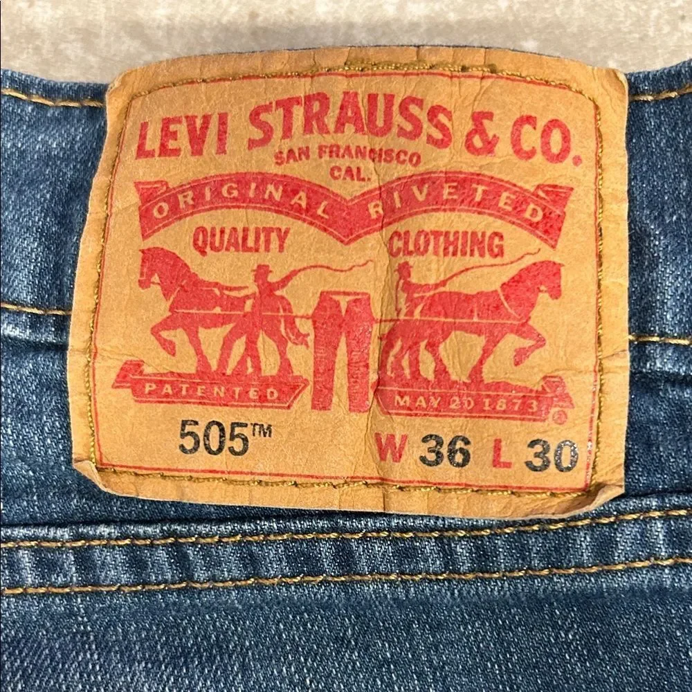 Levi’s Mens 505 Regular Fit Jeans 36 X 30